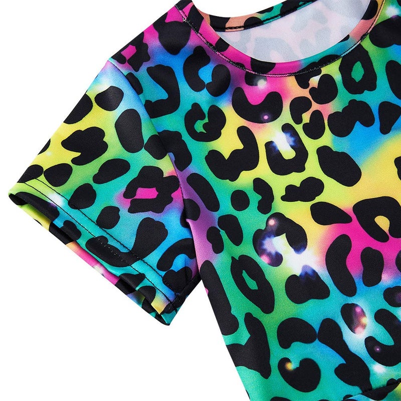 ALISISTER 7T Cheetah Dress Girls Little Casual Tshirt Sundress Swing Kids School Dance Twirl Colorful Leopard Dresses Birthday Party Outfits Summer Funny Playwear Size 6-7 - Image 4